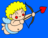 Disegno Cupido  pitturato su patti