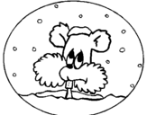 Disegno Scoiattolo in un palla di neve  pitturato su tasso
