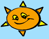 Disegno Sole sorridente  pitturato su carmen