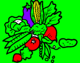Disegno verdure  pitturato su simone