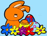 Disegno Coniglietto di Pasqua  pitturato su matix