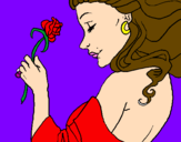 Disegno Principessa con una rosa pitturato su aurora  