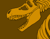 Disegno Scheletro di Tyrannosaurus rex pitturato su godzilla