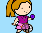 Disegno Ragazza che gioca a tennis  pitturato su cecilia