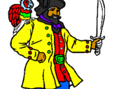 Disegno Pirata con il pappagallo  pitturato su ilias