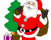 Disegno Babbo Natale con lalbero di Natale pitturato su alessia