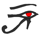 Disegno Occhio di Horus  pitturato su horus