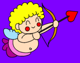 Disegno Cupido  pitturato su laura