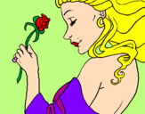 Disegno Principessa con una rosa pitturato su ESTELLA