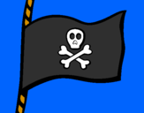 Disegno Bandiera dei pirati pitturato su scarabeo