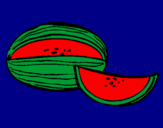 Disegno Melone  pitturato su daiana