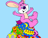 Disegno Coniglio di Pasqua pitturato su giulia