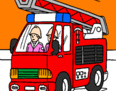 Disegno Camion dei Pompieri  pitturato su francesco