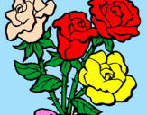Disegno Mazzo di rose  pitturato su mario dib