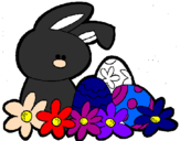 Disegno Coniglietto di Pasqua  pitturato su shaula
