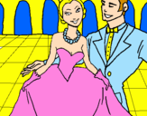 Disegno Principessa e principe al ballo  pitturato su LEONARDO