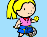 Disegno Ragazza che gioca a tennis  pitturato su mattia