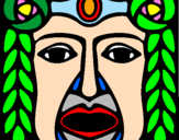 Disegno Maschera Maya pitturato su asraf
