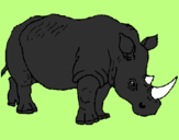 Disegno Rinoceronte  pitturato su margarita