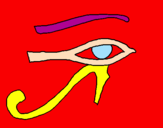 Disegno Occhio di Horus  pitturato su celeste
