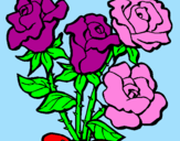 Disegno Mazzo di rose  pitturato su prinsessa