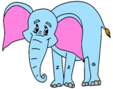 Disegno Elefante felice  pitturato su Anna