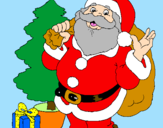 Disegno Babbo Natale con lalbero di Natale pitturato su davidix