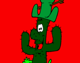 Disegno Cactus con il cappello  pitturato su andrea rullino