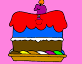 Disegno Torta di compleanno  pitturato su emy