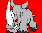 Disegno Rinoceronte II pitturato su luca