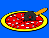 Disegno Pizza pitturato su diego