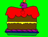 Disegno Torta di compleanno  pitturato su ELENA 2004