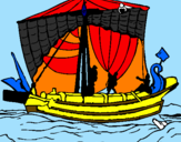 Disegno Barca romana  pitturato su eli1