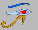 Disegno Occhio di Horus  pitturato su martina
