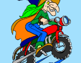 Disegno Strega in motocicletta  pitturato su chiara