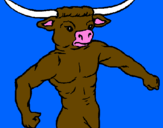 Disegno Testa di bufalo  pitturato su giovanni