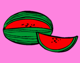 Disegno Melone  pitturato su Gattina