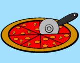 Disegno Pizza pitturato su elisa