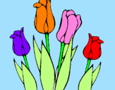 Disegno Tulipani  pitturato su sofia