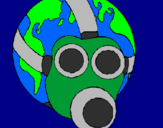Disegno Terra con maschera anti-gas  pitturato su federico