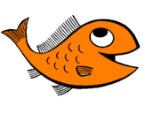 Disegno Pesce  pitturato su pesce rosso