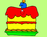 Disegno Torta di compleanno  pitturato su antonio