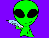 Disegno Alieno II pitturato su angelo