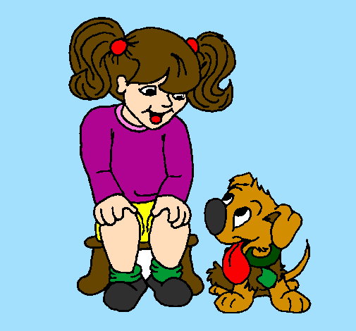 Bambina con il suo cagnolino 