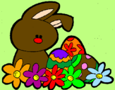 Disegno Coniglietto di Pasqua  pitturato su erilda