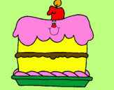 Disegno Torta di compleanno  pitturato su alina