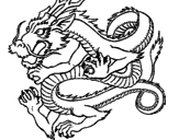 Disegno Drago giapponese  pitturato su rtfrtuyre