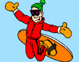 Disegno Salto con lo snowboard pitturato su andrea