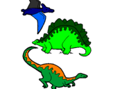 Disegno Tre specie di dinosauri  pitturato su guybguiy