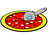 Disegno Pizza pitturato su rebecca